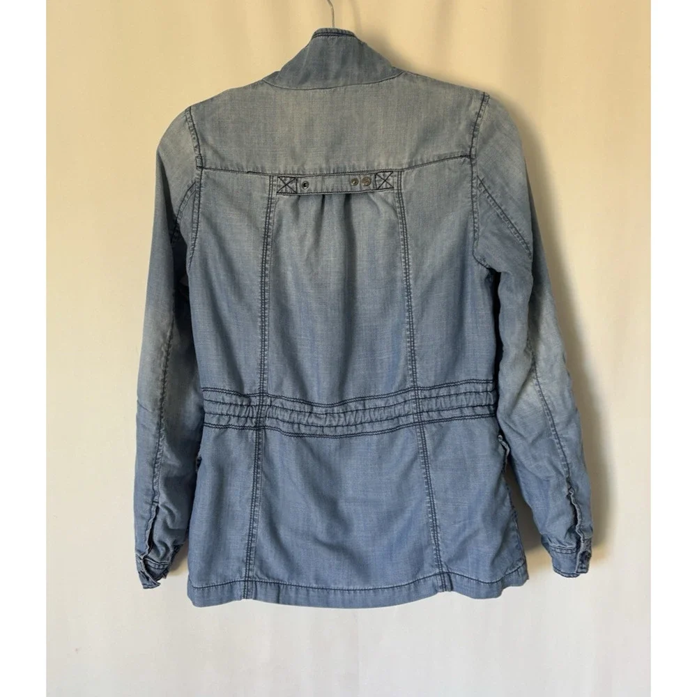 Anthropology Marrakech Denim Lyocell Utility Jacket XS Blue Jean Pockets Boho